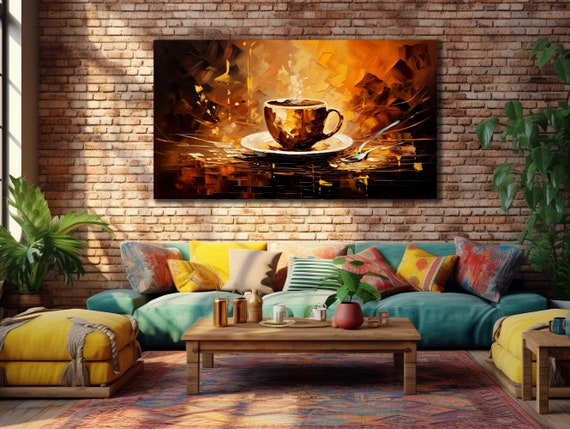 Brown Cup Of Coffee Art Coffee Print Wall Art Gift Print For Coffee Shop Coffee Splash Oil Painting Art Coffee Cup Poster