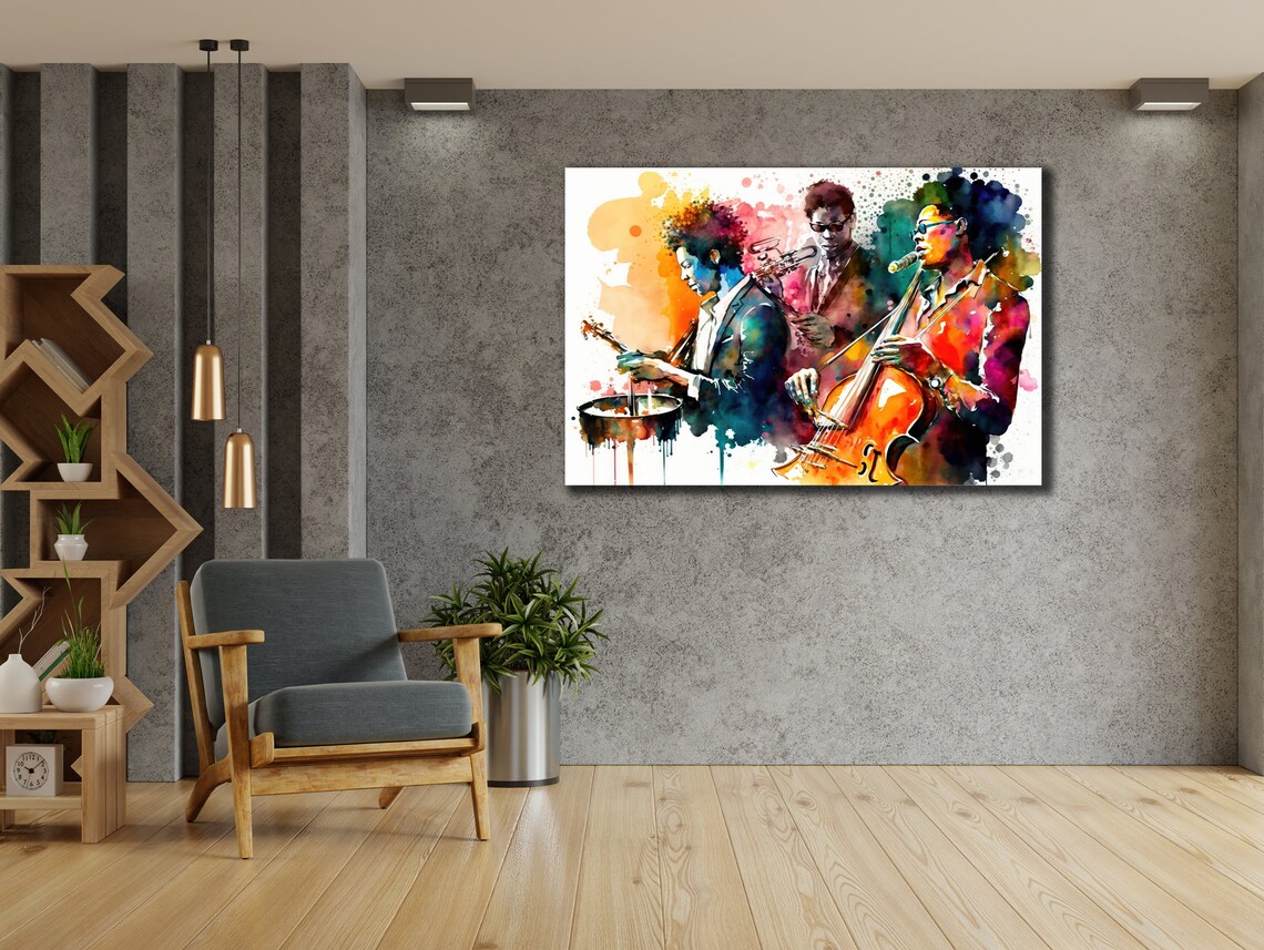Jazz Band Watercolor Vivid Musicians Splashes Live Music Art Poster - Image 2