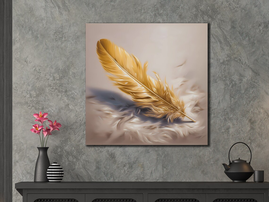 Feather Prints Wall Decor Feather Wall Art Home Decoration Brown Feather Feather Poster Minimalism Artwork Housewarming Gifts