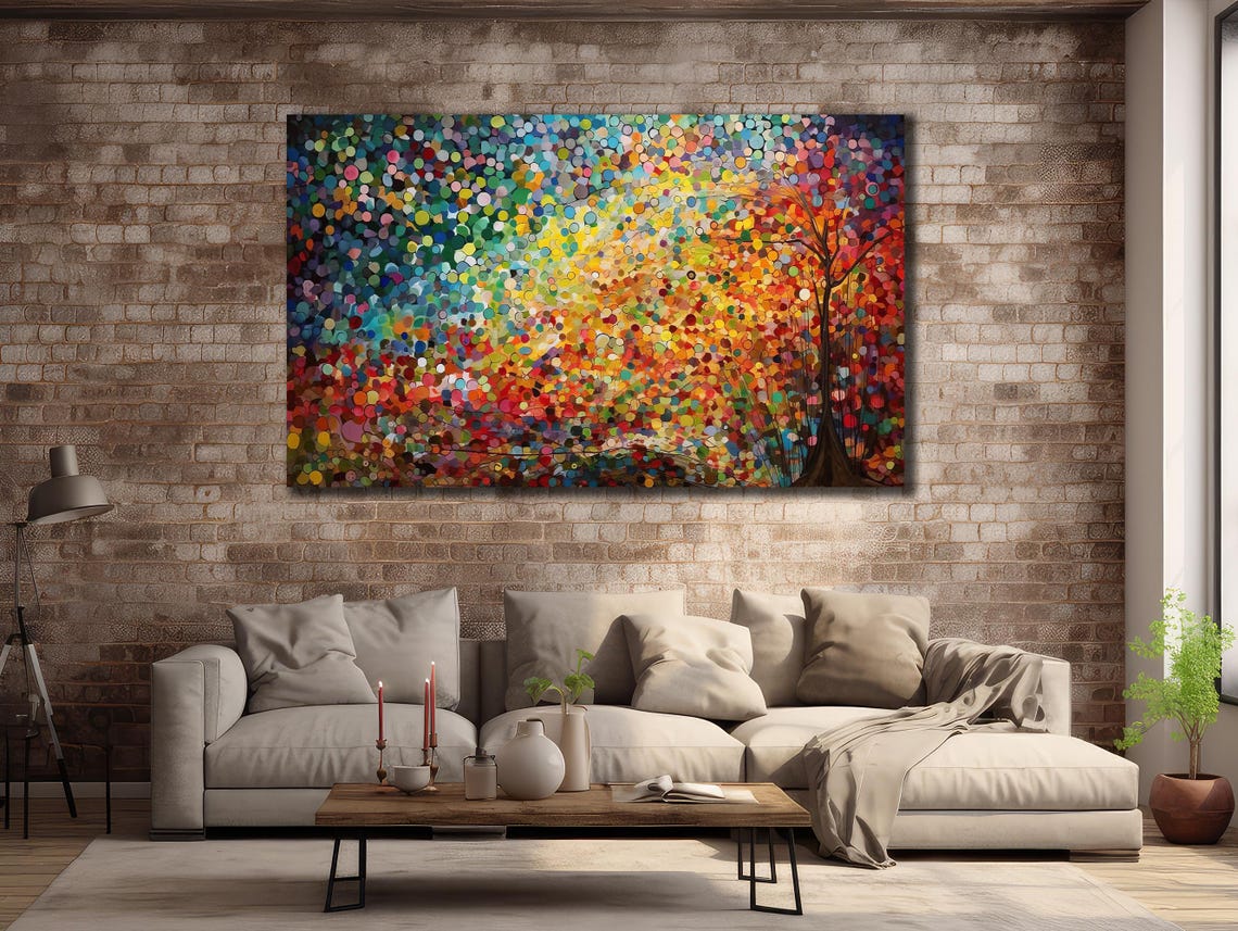 Colorful Dotted Tree Abstract Paint Splatter Nature Wall Art Poster - Image 3