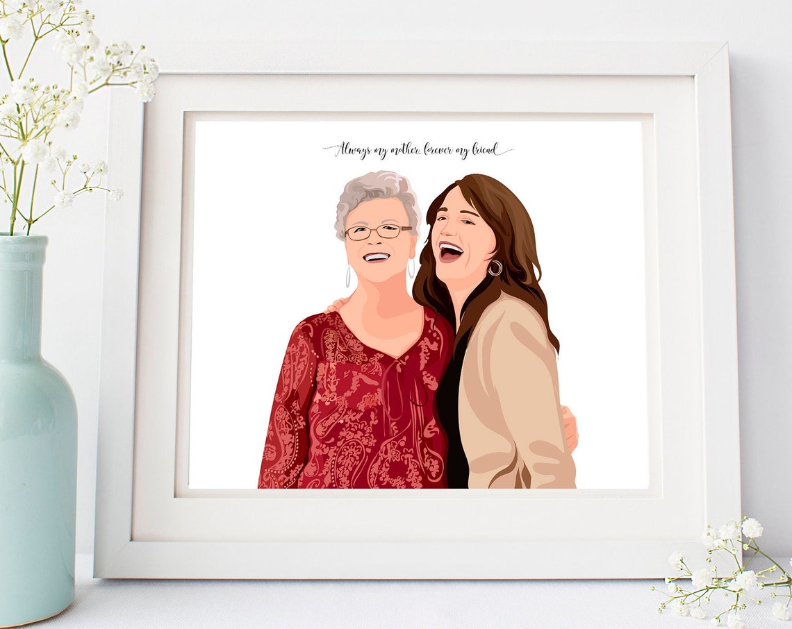 Grandma Custom Portrait Family Print Grandmother Gift Family Portrait Illustration Personalized Gift For Grandparent Custom Family Gift