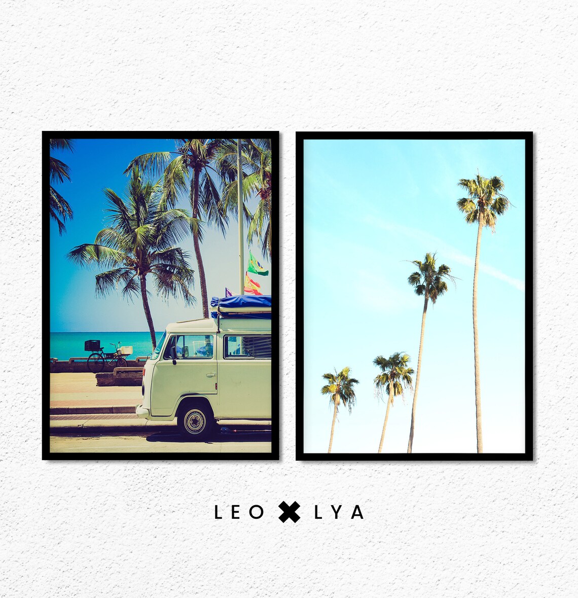 Vintage Camper Van Beach Palm Trees Retro Travel Poster for Summer Decor - Image 3