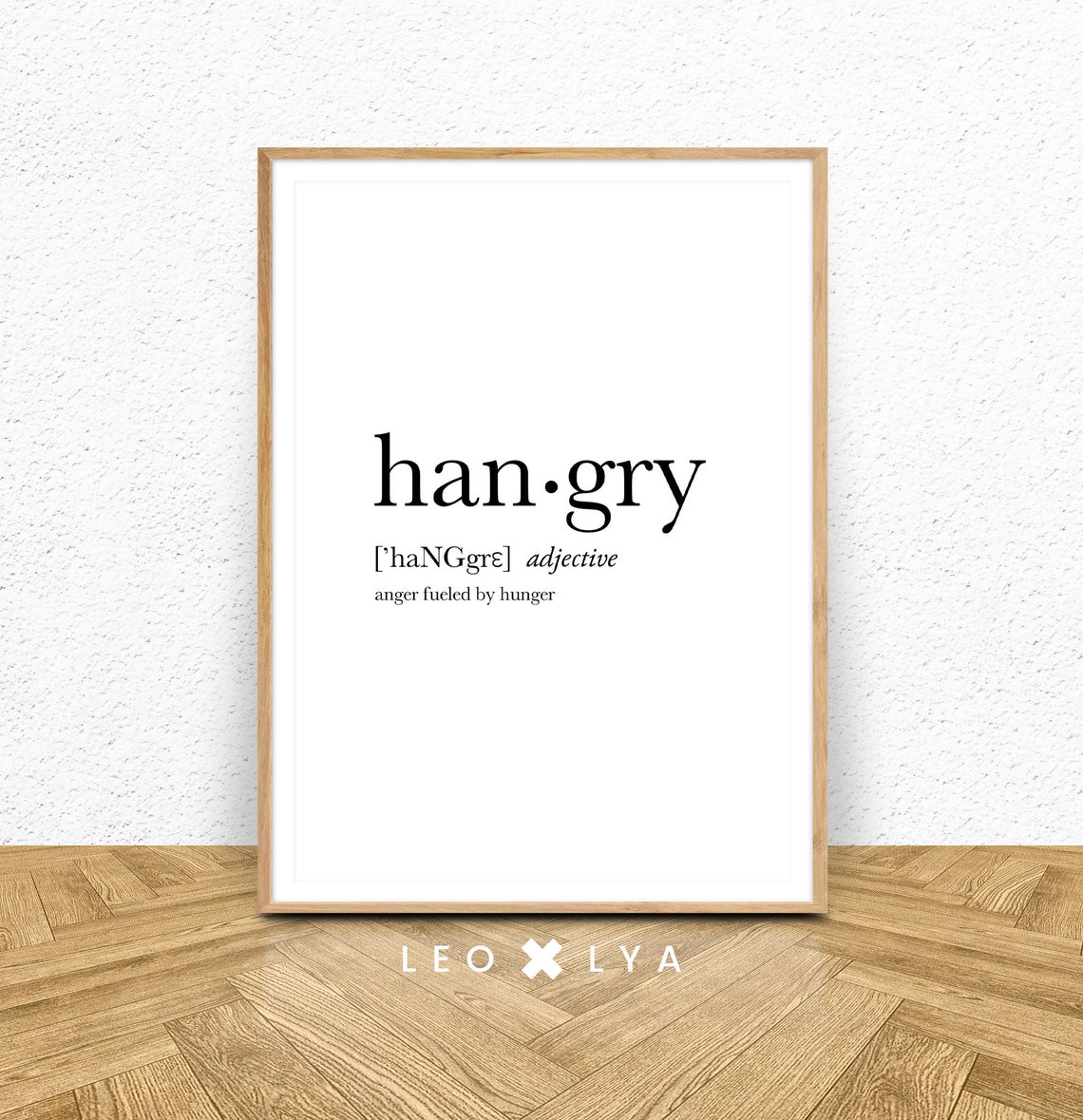 Hangry Definition Anger Fueled by Hunger Funny Dictionary Gift Poster