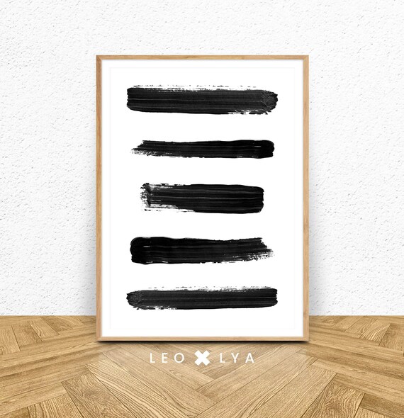 Instant Brush Stroke Print Abstract Wall Art Black And White Ink Painting Simple Design Home Decor Modern Minimal