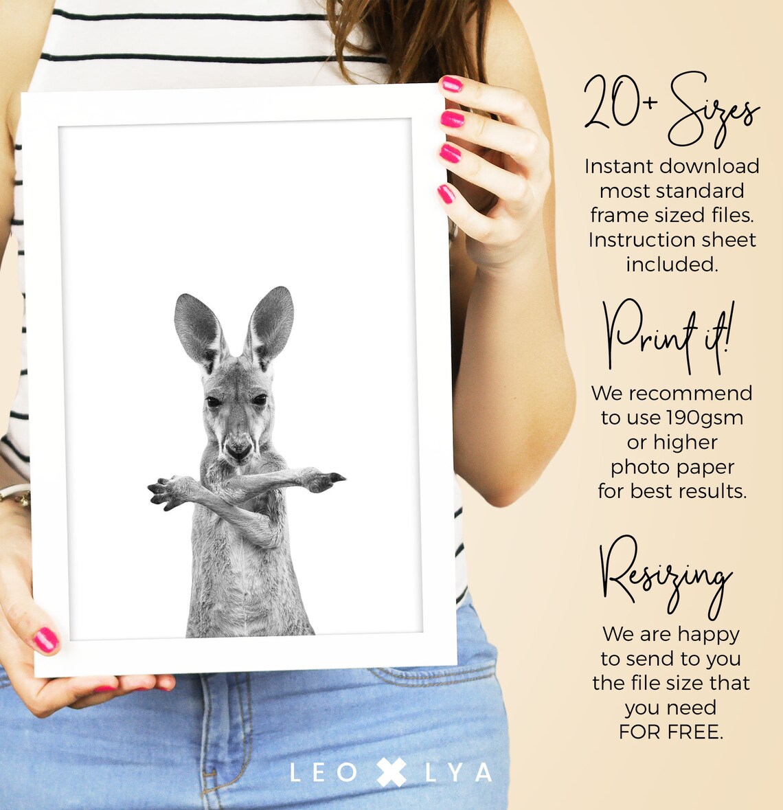 Kangaroo Photo Art Print, Australian Animal Decor - Image 3