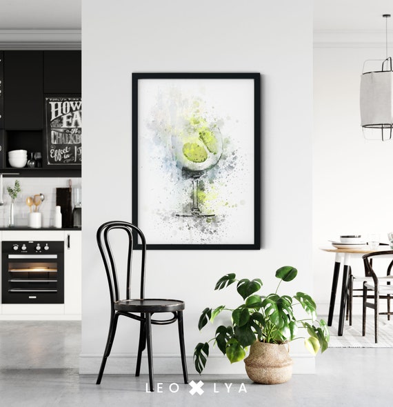 Gin And Tonic Wall Art Gin Tonic Glass Print Lemon Splatter Art Citrus Wall Decor Cocktail With Gin And Tonic Lemon Cocktail Wall Art