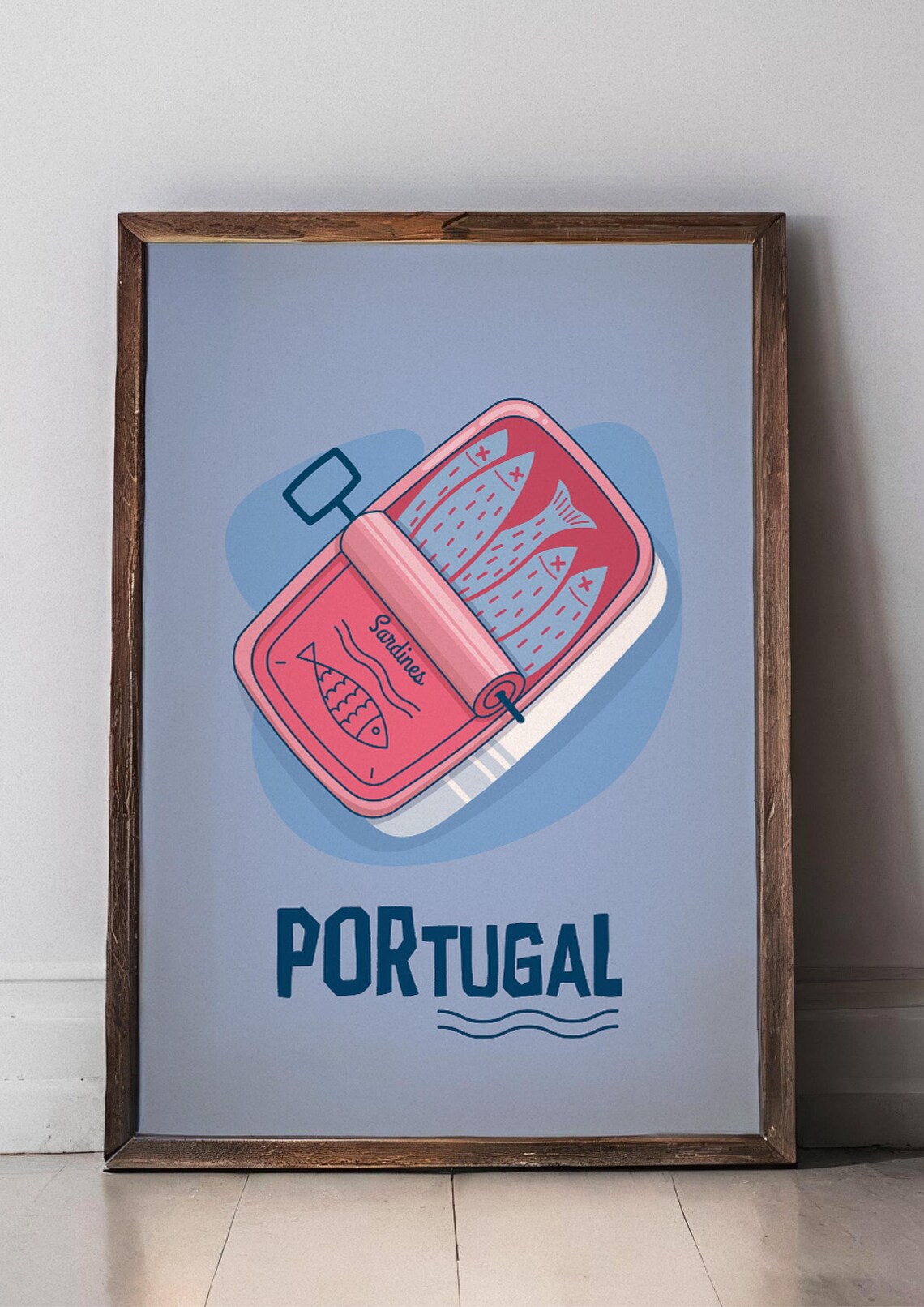 Sardine Retro Poster, Vintage Brush Style