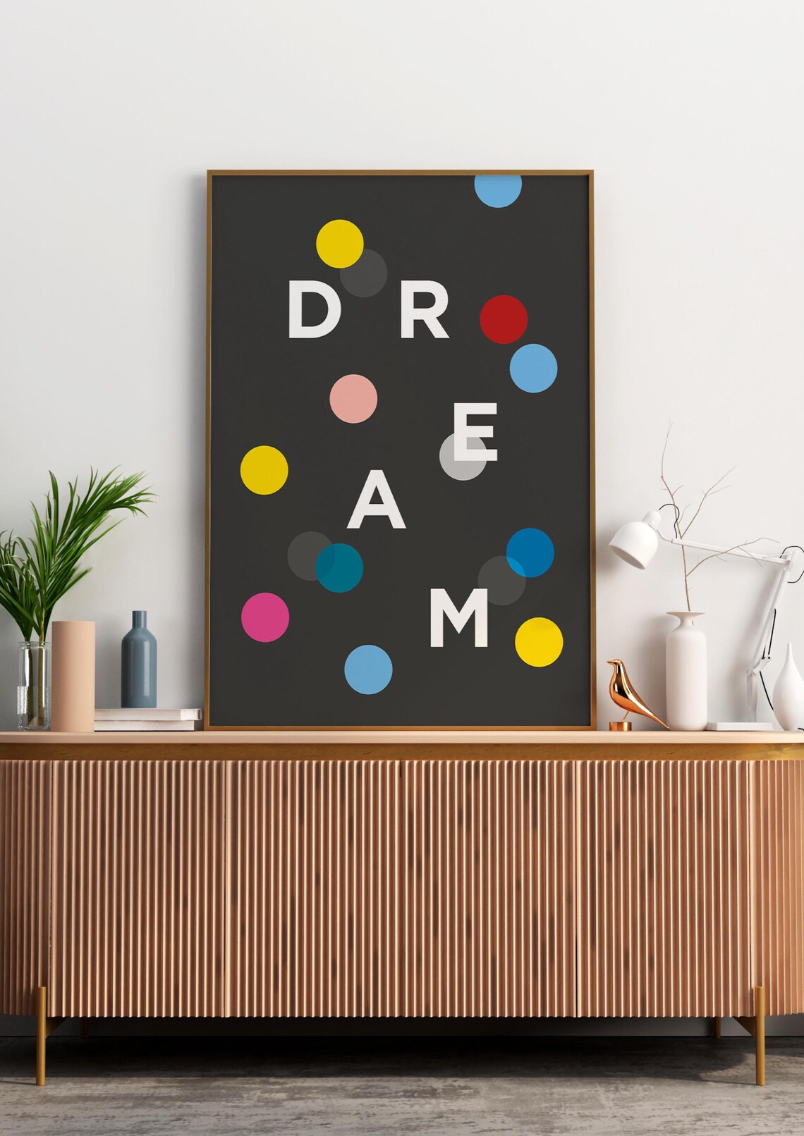 Dream Minimalist Poster, Typography On Grey Background