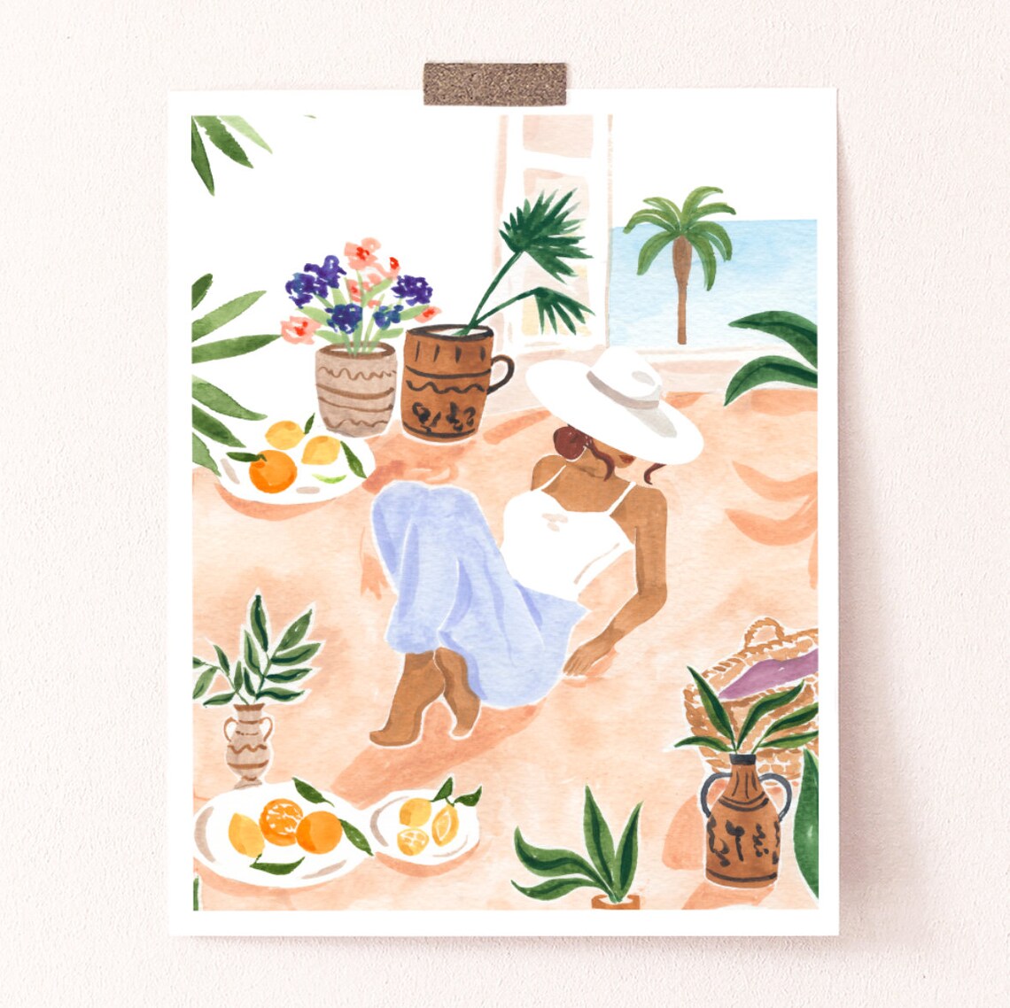 Woman Sitting By The Window Art Print, Tropical Portrait - Image 4