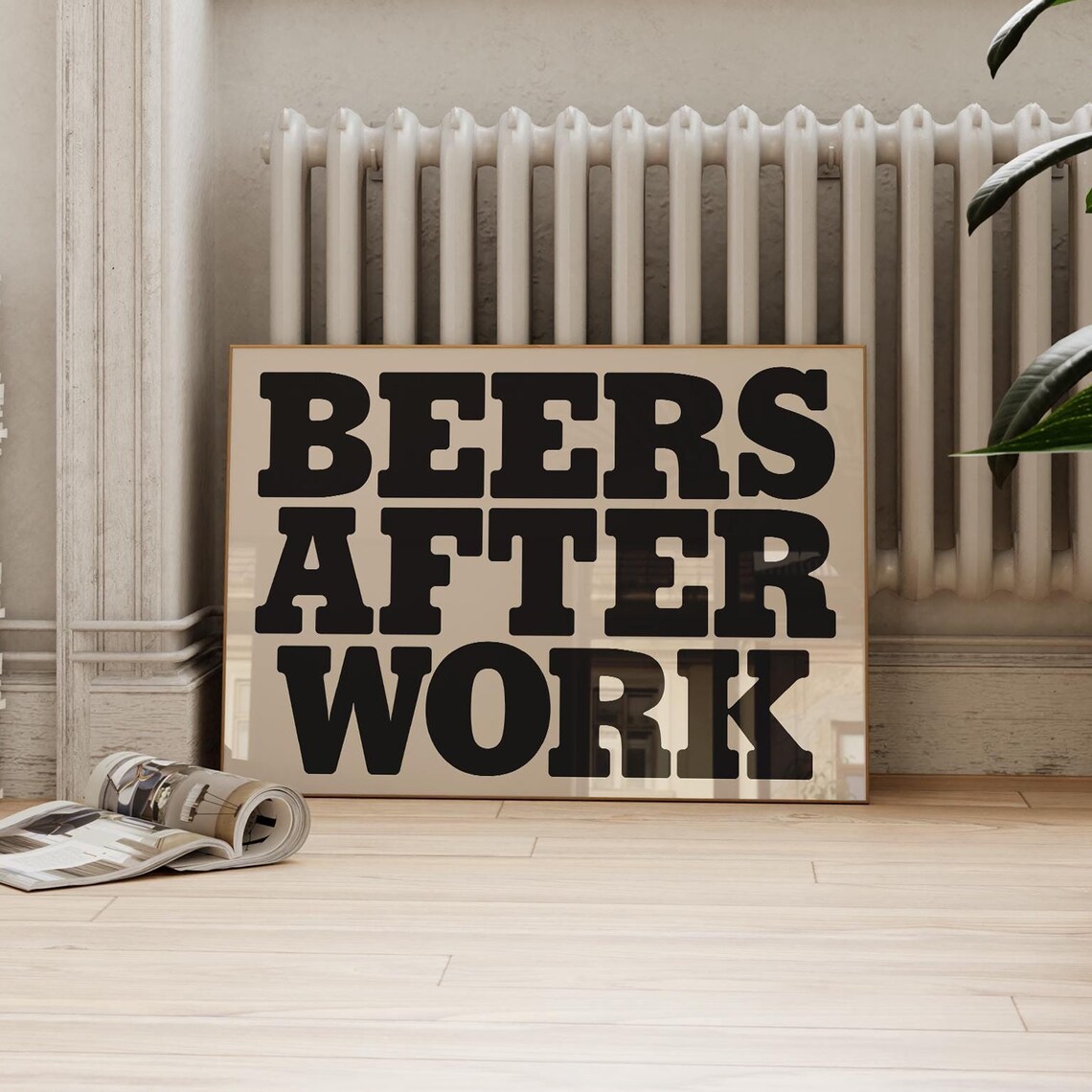 Beer After Work Mid-Century Retro Office Art Print