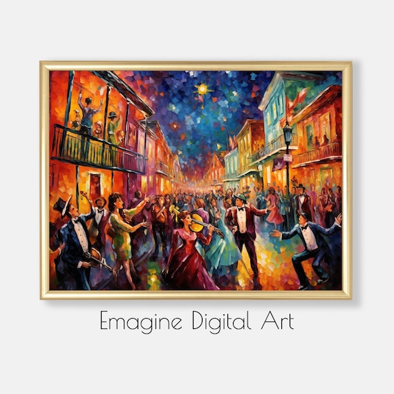 Mardi Gras Bourbon Street New Orleans Celebration Painting Poster