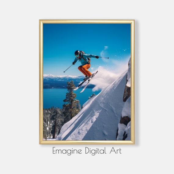 Art Skier In Lake Tahoe Action Photograph Mountain Sports Wall Decor To Print Frame Ls84