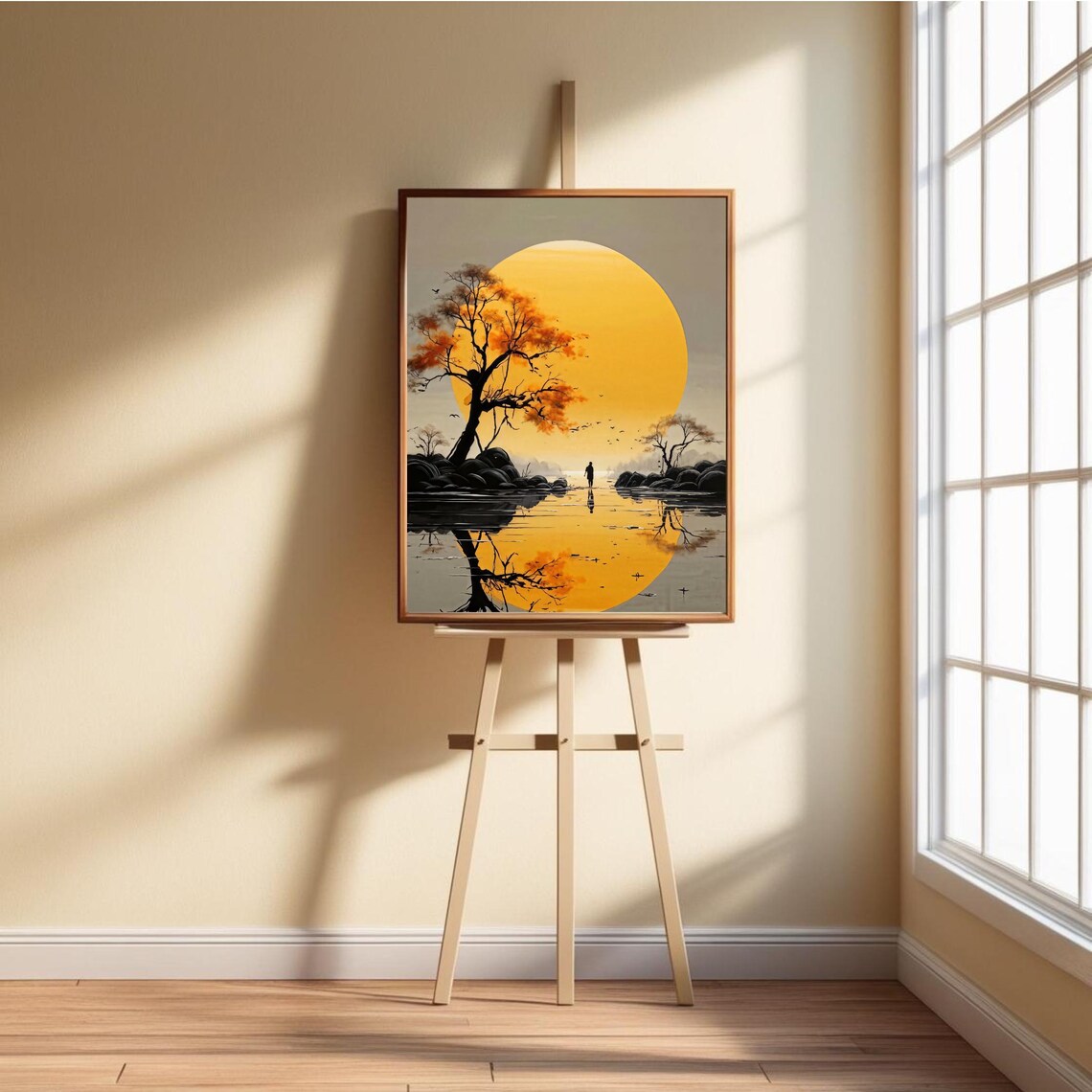 Solitary Wanderer, Minimalist Zen Landscape Art Print - Image 3