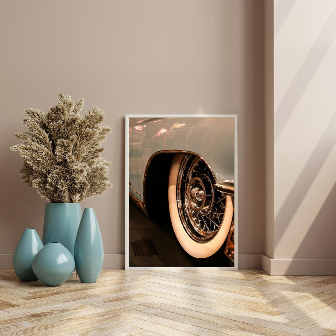 Classic Car Wheel With Whitewall Tire, Vintage Print - Image 2