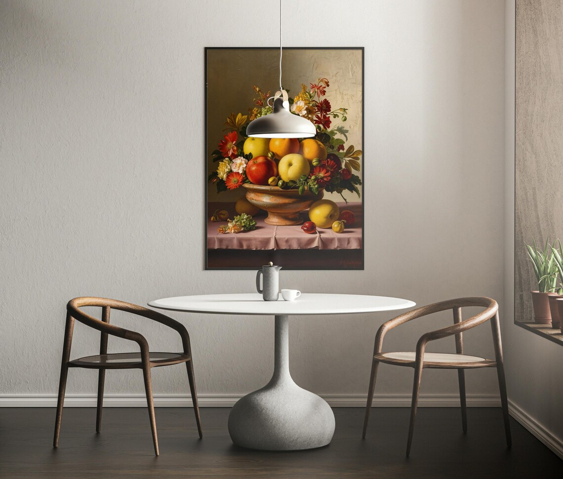 Elegant Still Life, Vintage Fruit Floral Art Print - Image 4