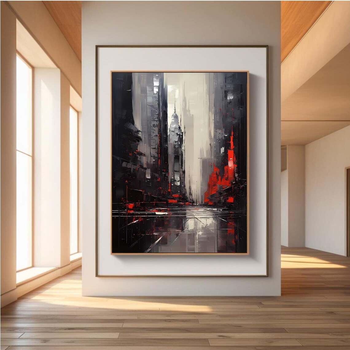 Modern Abstract Cityscape Art Print, Urban Skyline - Image 5