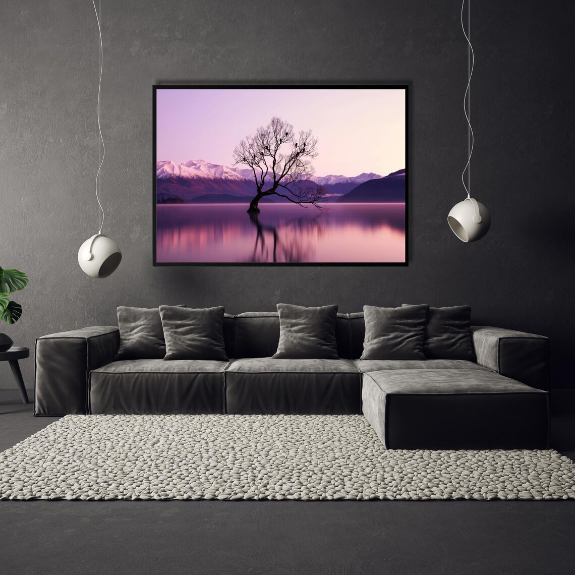 Serene Sunset Landscape With Lone Tree, Mountains - Image 2