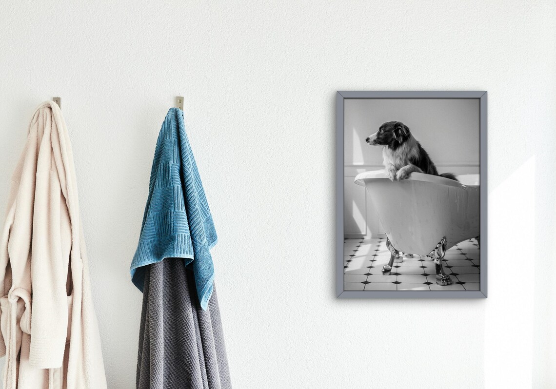 Dog in Vintage Bathtub, Black and White Photography - Image 5