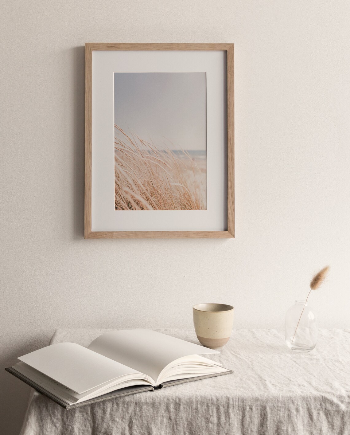 Pastel Pampas Wheat Field Beach Landscape Art Print - Image 3