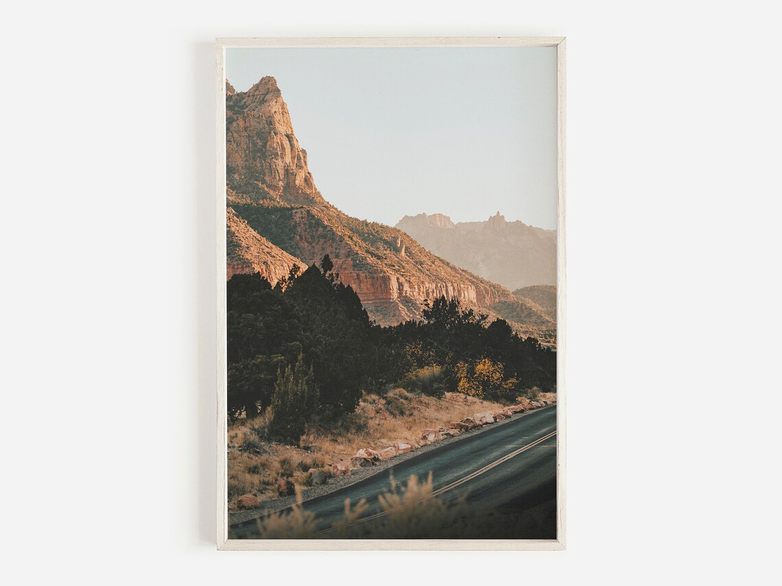 Utah Canyon Print, Zion National Park Desert Landscape