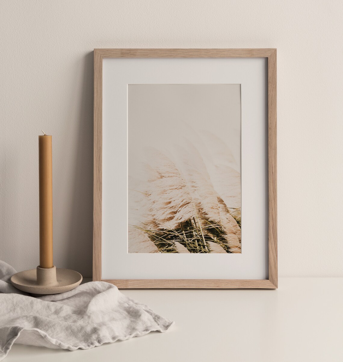 Boho Pampas Grass Neutral Botanical Art Print - Image 3