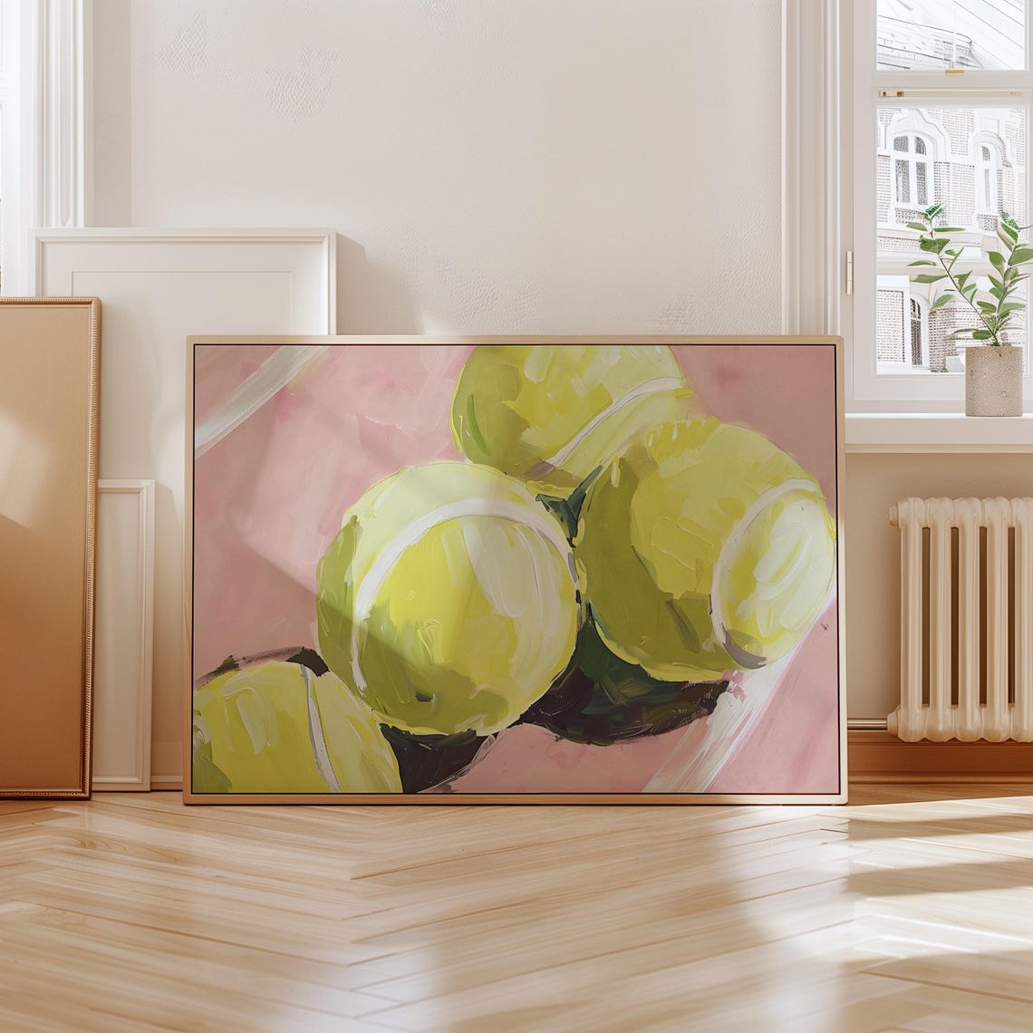 Tennis Ball Wall Art Girly Tennis Poster Tennis Ball On Pink Court Mid Century Tennis Decor Retro Womens Tennis Poster Pink Tennis Art - Image 4