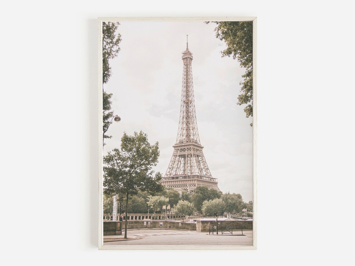 Paris Eiffel Tower Photo, Neutral Architectural Art Print