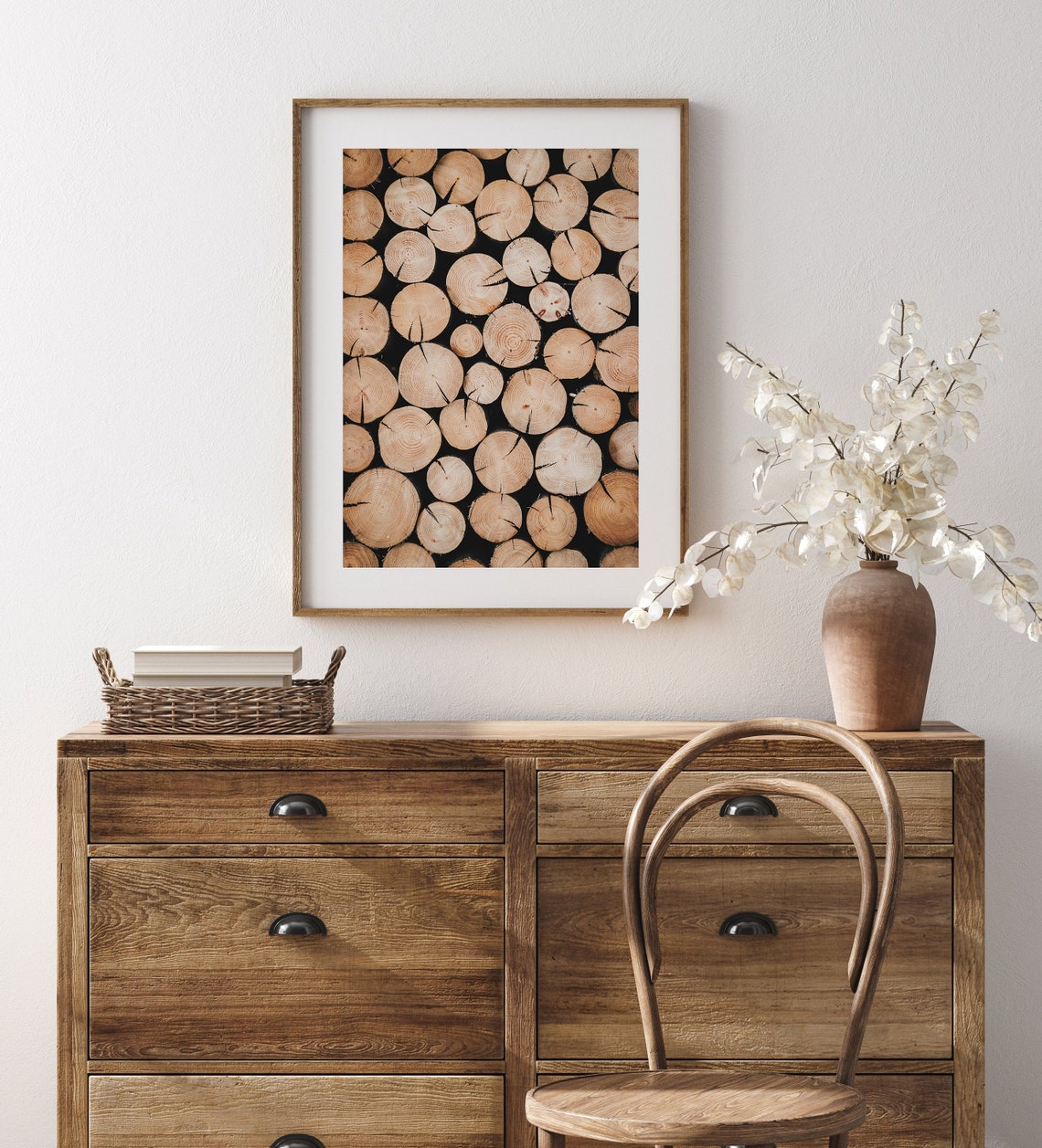 Stacked Firewood Log Ends Rustic Tree Ring Cabin Wood Texture Poster - Image 3