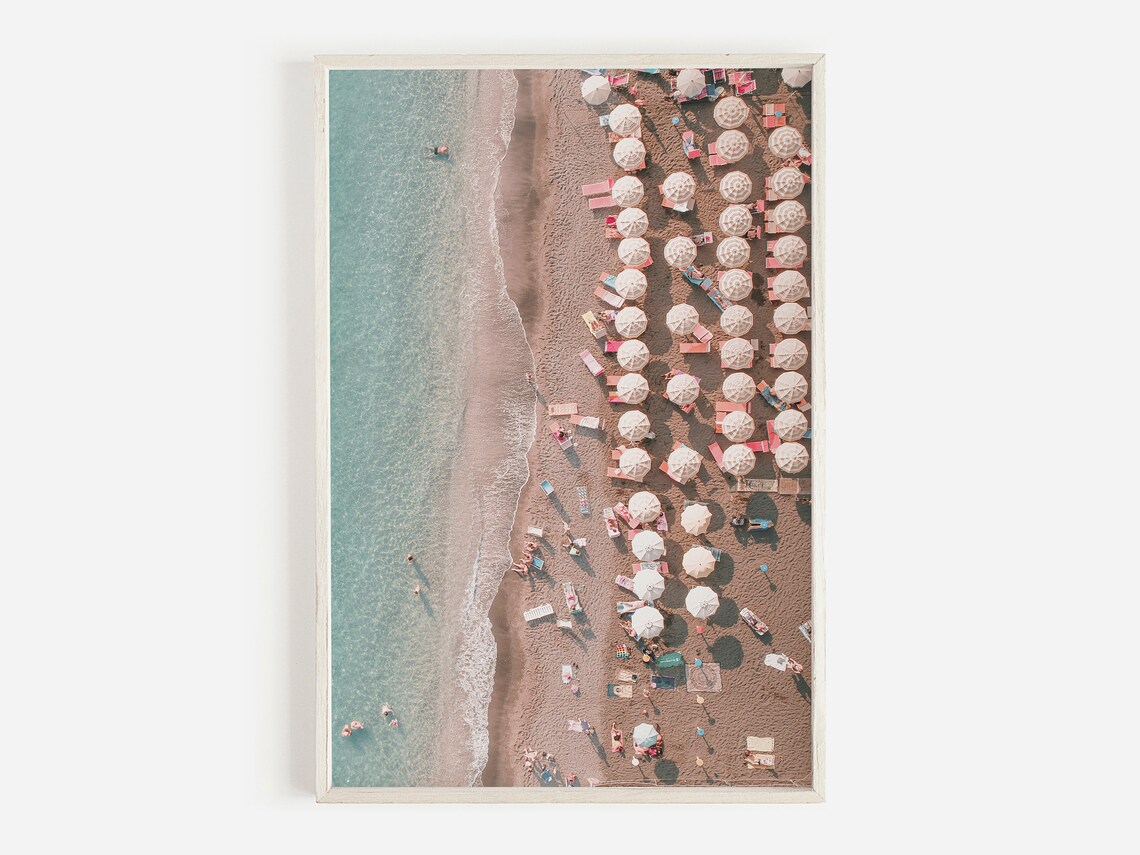 Aerial Beach View Neutral Art Print, Summer Beach
