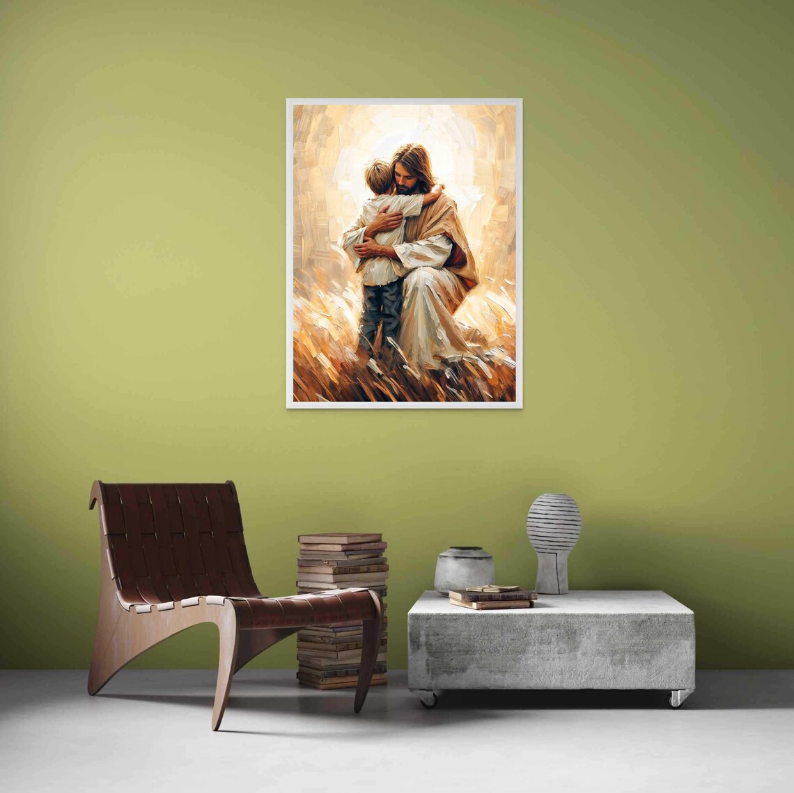 Saved And Loved Jesus Hugging Boy, Christian Art - Image 3