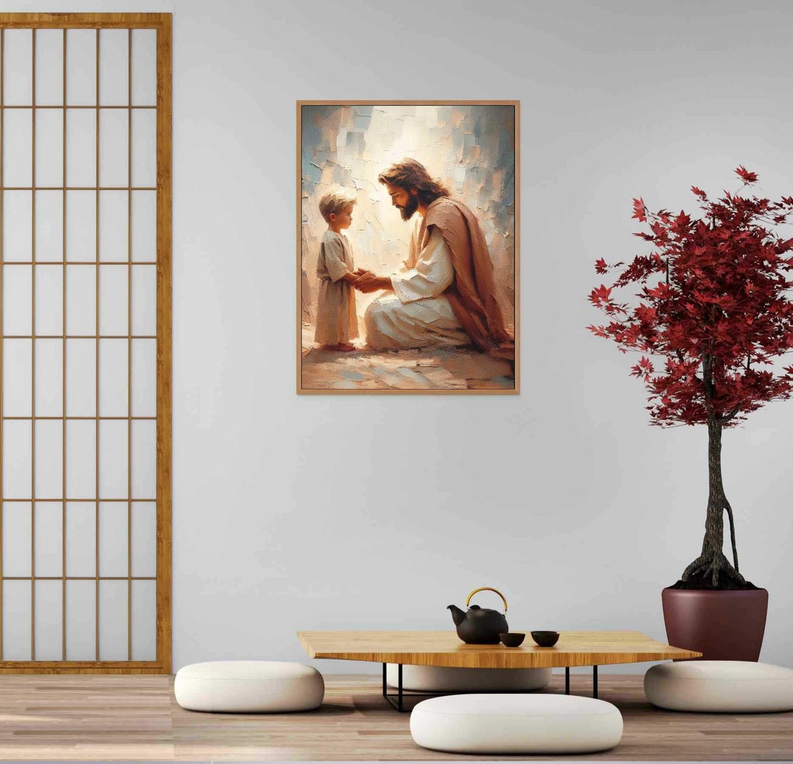 His Savior Modern Christian Art, Jesus And Boy - Image 5