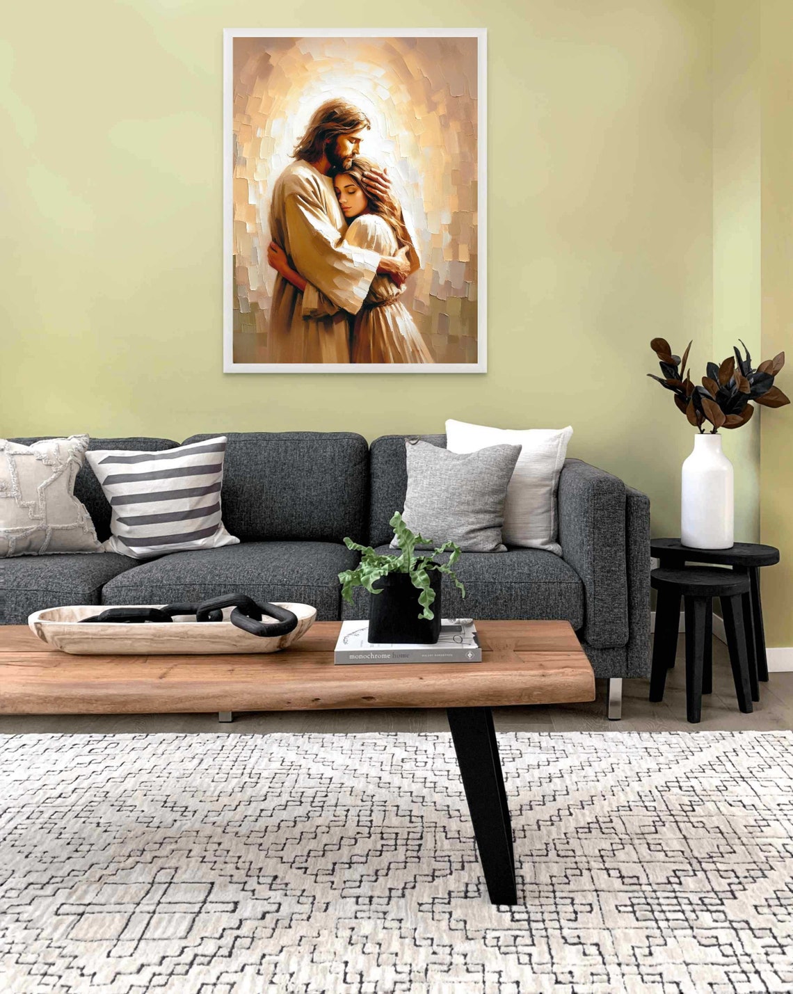 He Listens Christian Jesus And Woman Bible Painting - Image 3