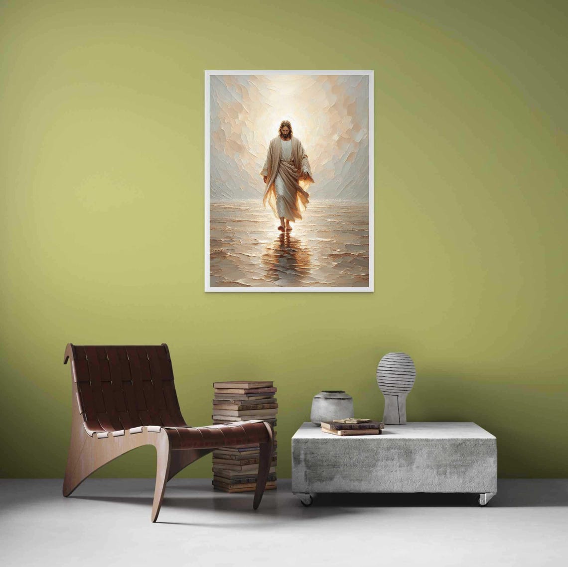 Jesus Walking On Water, Christian Watercolor Art - Image 4