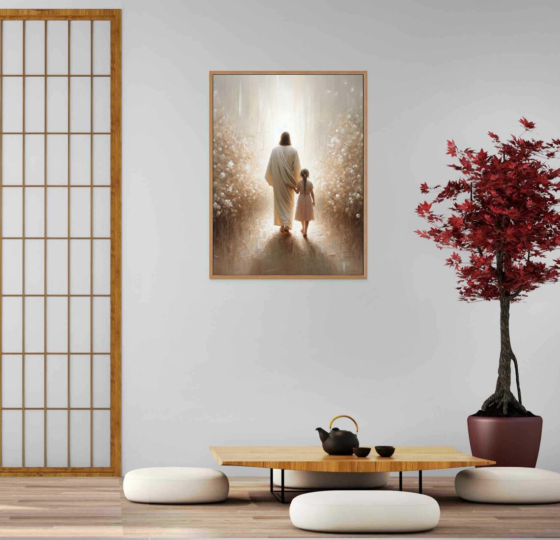 Savior With Girl, Christian Nursery Art - Image 5
