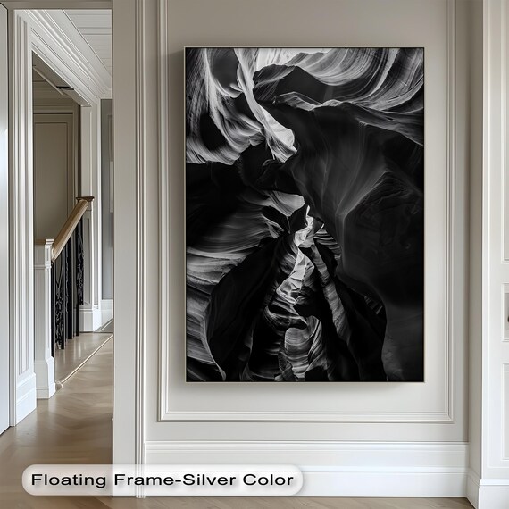 Antelope Canyon Black And White Canvas Art Modern Minimalist Decor