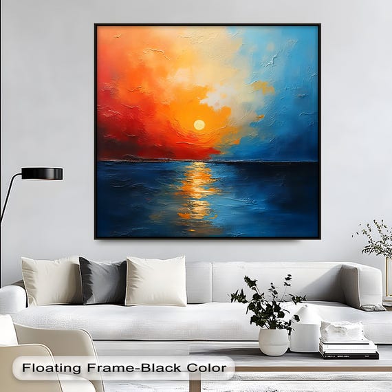 Abstract Sunset Canvas Art Modern Framed Wall For Living Room