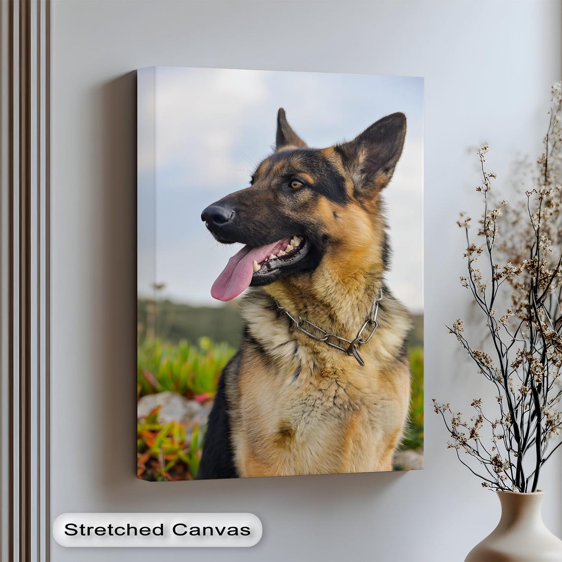 German Shepherd Portrait Canvas Style Regal Working Dog Wall Poster