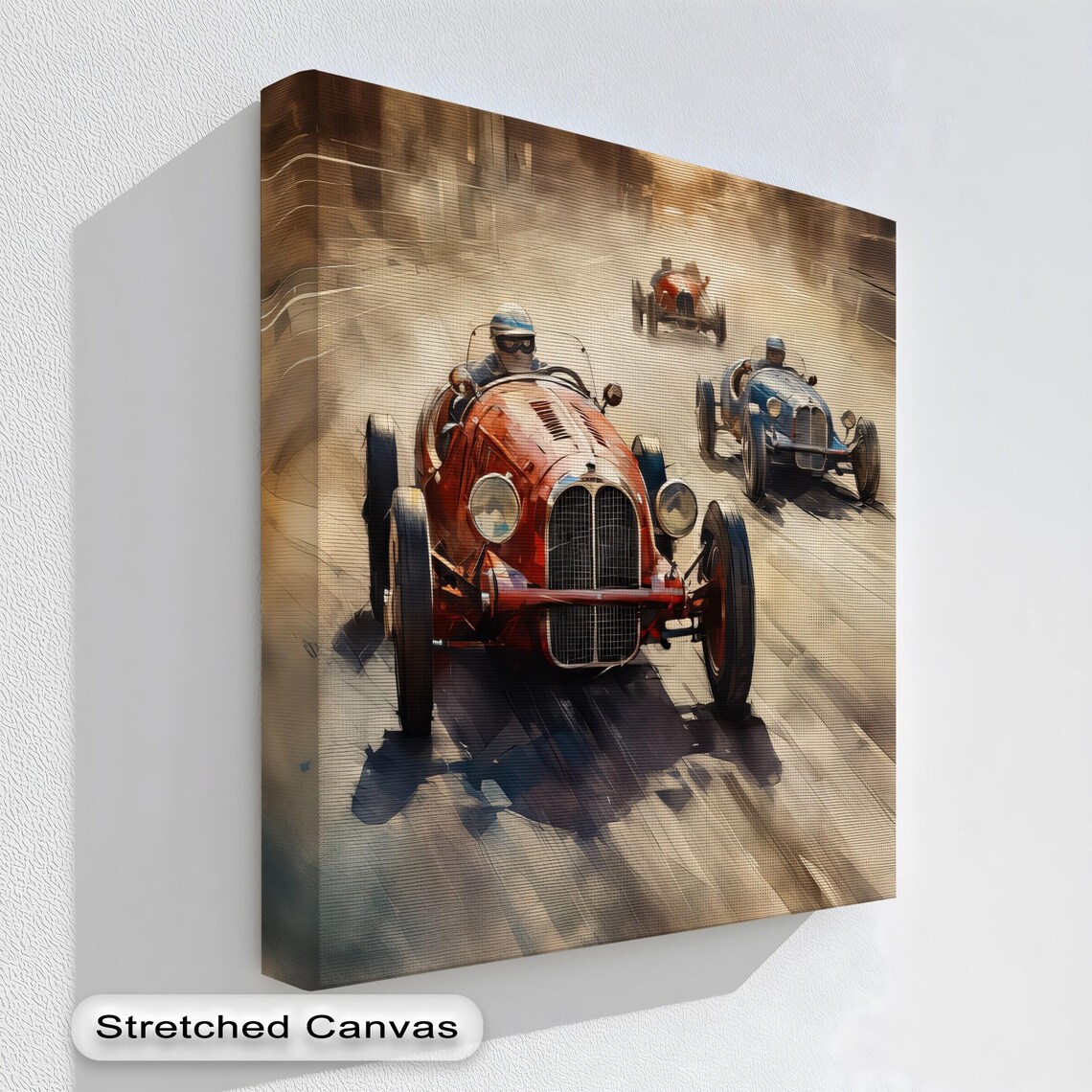 Vintage Grand Prix Racing Cars Retro Motorsport Action Art Poster