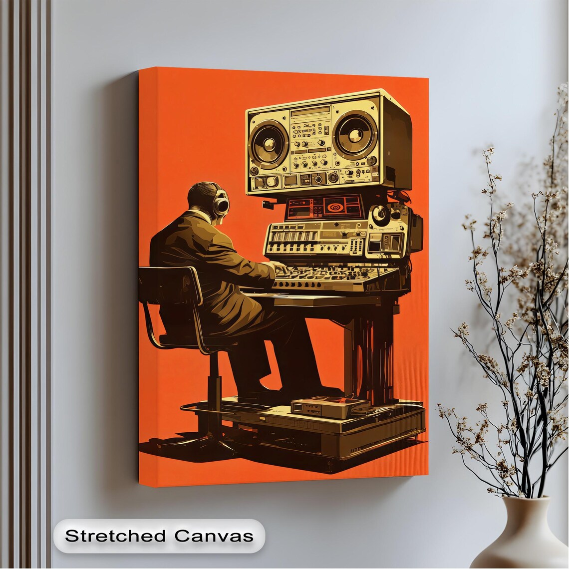 Retro Music Studio Art Print, Vintage Console