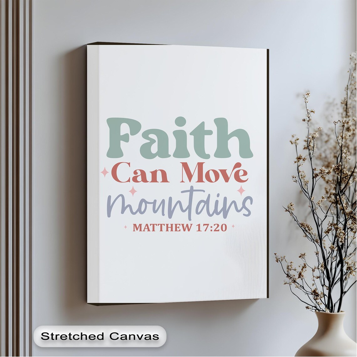 Faith Can Move Mountains Canvas Art Christian Scripture Modern Home Decor