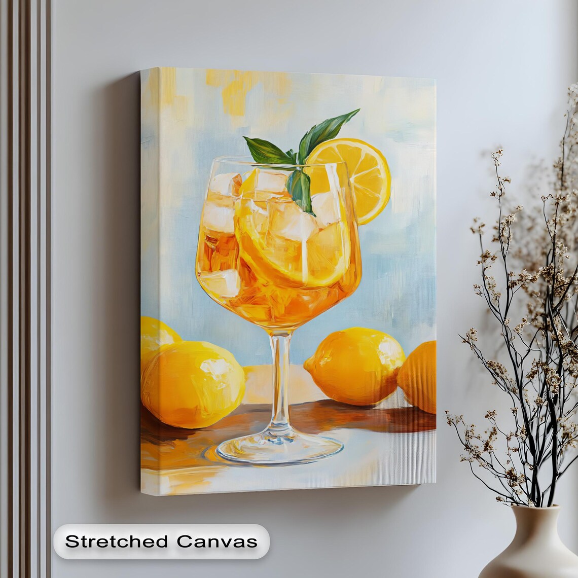 Lemon Spritz Cocktail With Fresh Citrus Oil Painting Bar Wall Art