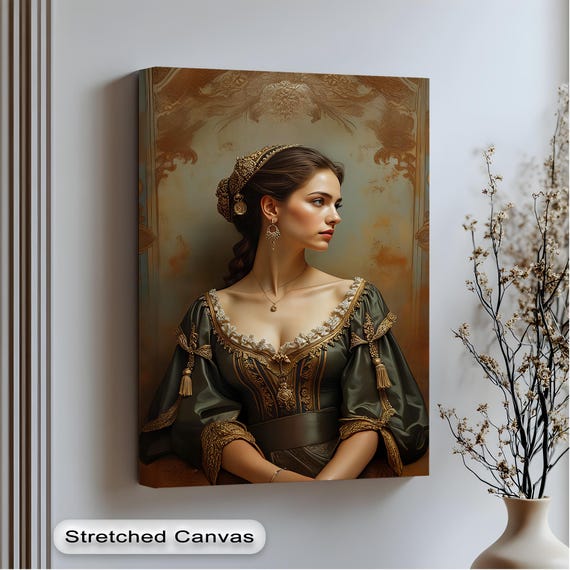 Renaissance Lady Canvas Print Vintage Bathroom Wall Art
