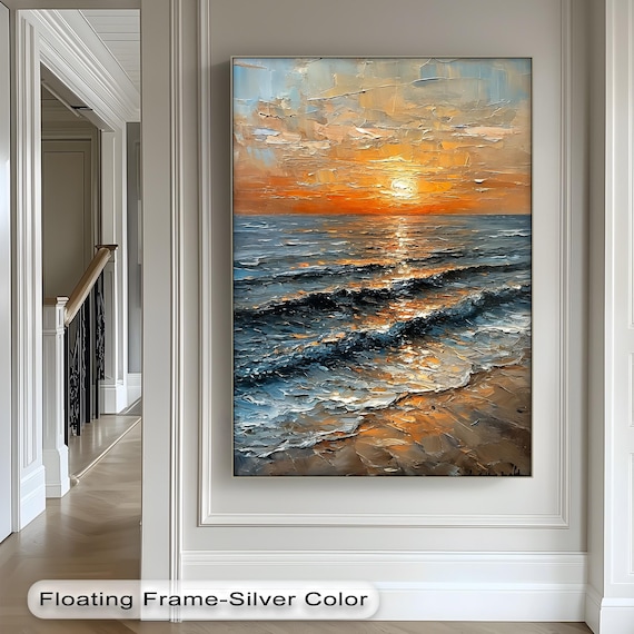 Impasto Ocean Sunset Waves Beach Thick Brushstroke Oil Print