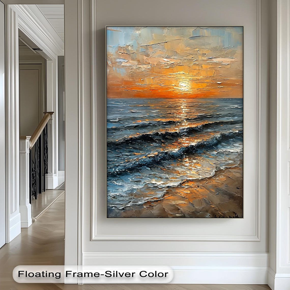 Impasto Ocean Sunset Waves Beach Thick Brushstroke Oil Print