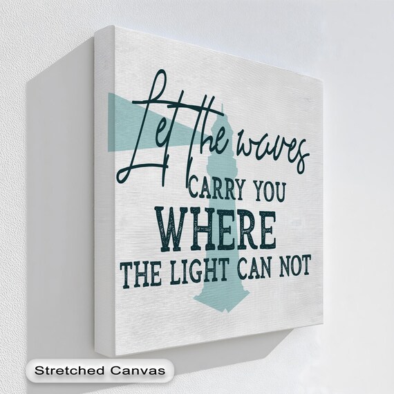 Let The Waves Carry You Lighthouse Beach Quote Canvas Wall Art