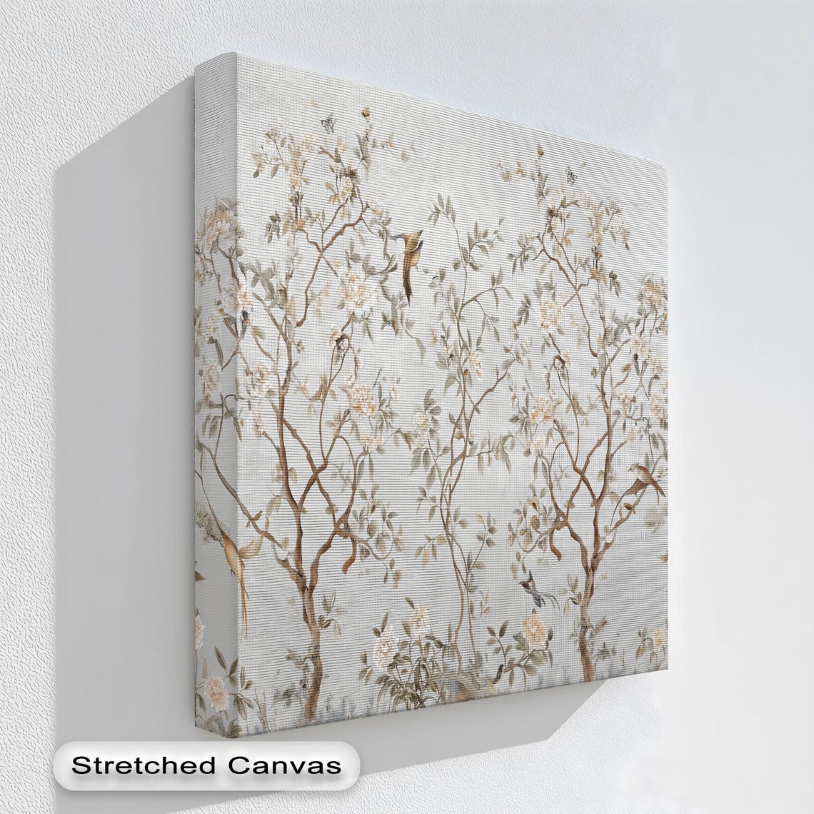 Chinoiserie Birds Blossom Branches Cream Botanical Elegant Poster
