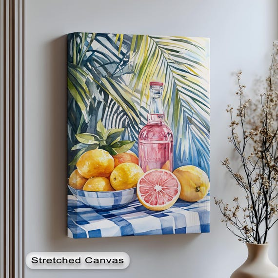 Citrus Fruit Still Life Art Tropical Kitchen Canvas Or Poster