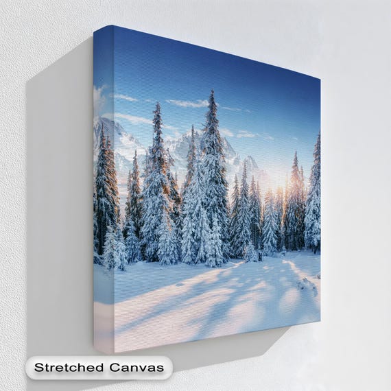 Winter Forest Canvas Art Nordic Sunrise Landscape Modern Wall Decor