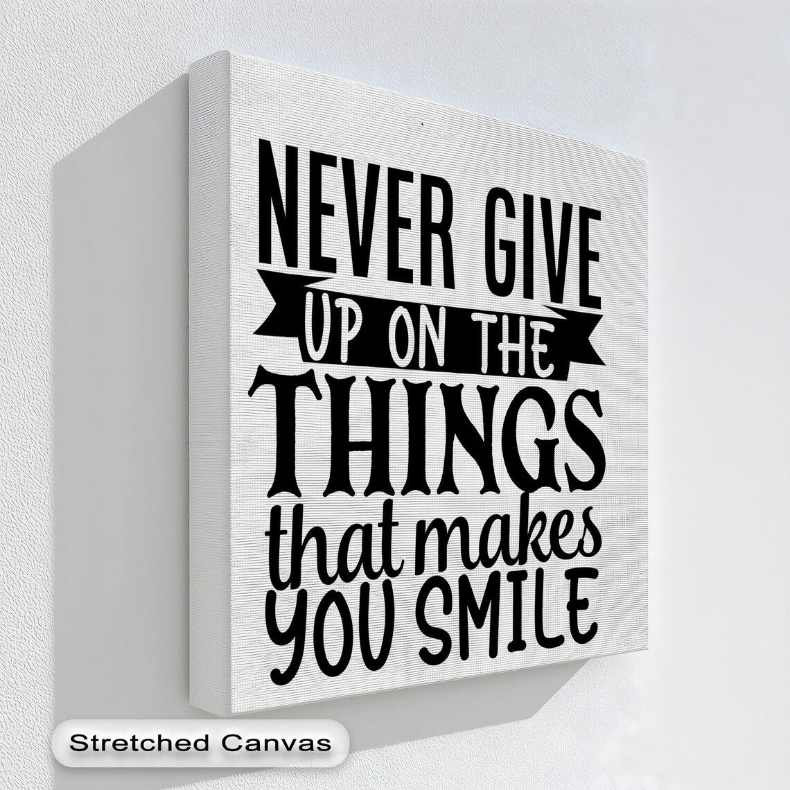 Motivational Canvas Wall Art Black White Typography With Natural Floating Frame