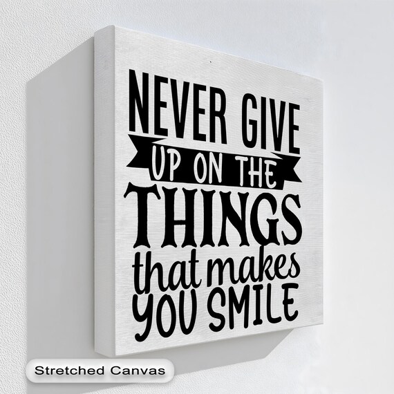 Motivational Canvas Wall Art Black White Typography With Natural Floating Frame